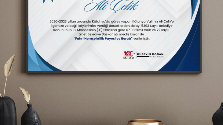 Vali Çelik hemşehrimiz oldu