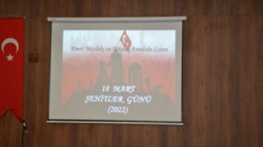 18 MART ÇANAKKALE ŞEHİTLERİNİ ANMA PROGRAMI GAZİKEMAL İLKÖĞRETİM OKULU KONFERANS SALONUNDA GERÇEKLEŞTİRİLDİ...